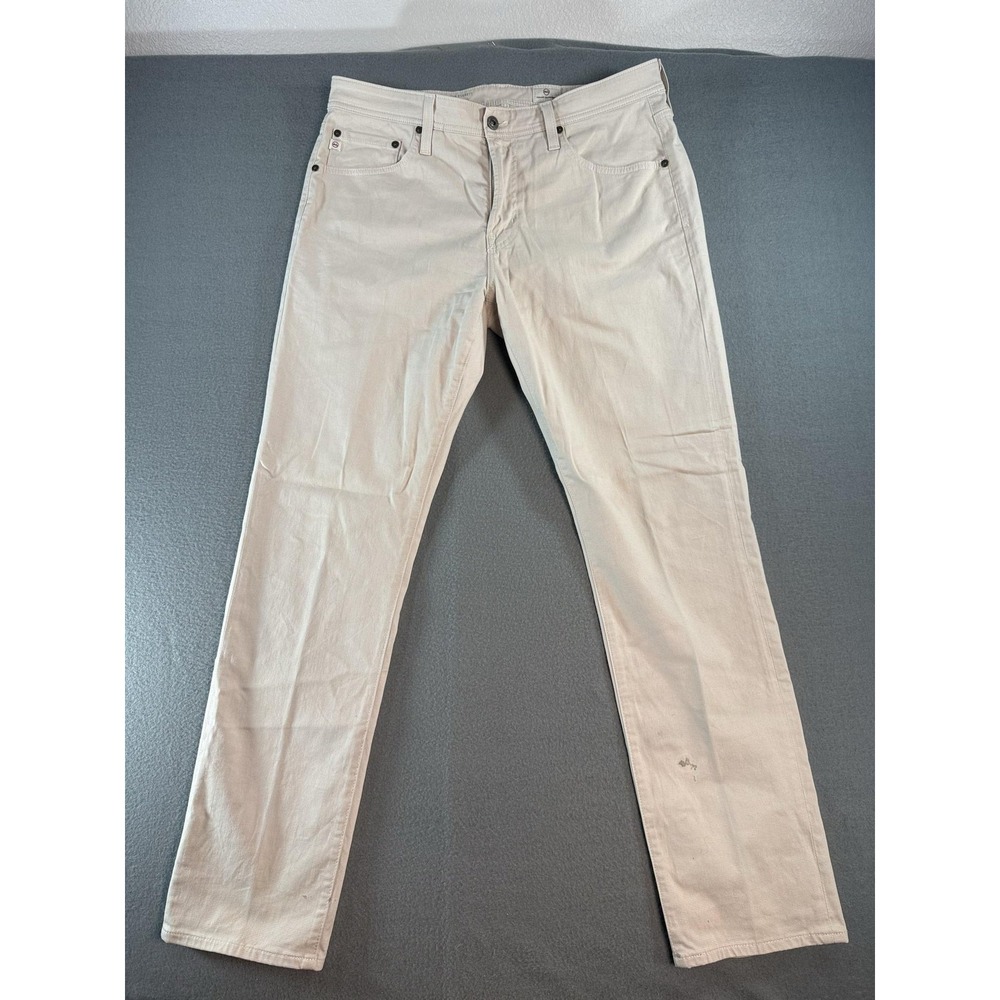 AG Adriano Goldschmied The Everett Jeans Mens 34x32 Beige Slim Straight Denim
